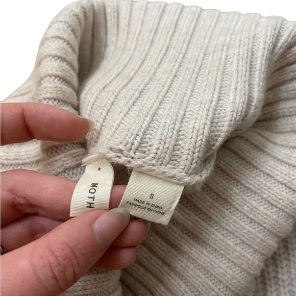 Anthropologie Cable Knit Ribbed Turtleneck Wool Blend Sweater Dress - Picture 5 of 9